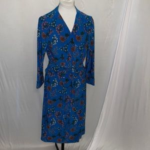 Remade Wrap Dress Blue Floral Large